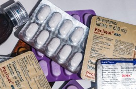 File: Various packages of paracetamol are displayed on a pharmacy table. Soumyabrata Roy/NurPhoto via AFP