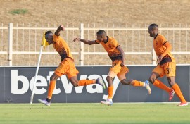 Thabang Matuludi celebrates his goal. BackpagePix/Samuel Shivambu