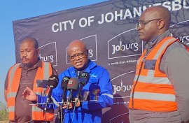 Officials from Johannesburg water with Mayor Dada Morero