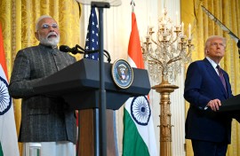 US President Donald Trump and Indian Prime Minister Narendra Modi. AFP/Andrew Caballero-Reynolds