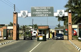 A photo shows a prison checkpoint where deportees from the United States with criminal records in Matsapha, central Eswatini, on September 10, 2025.