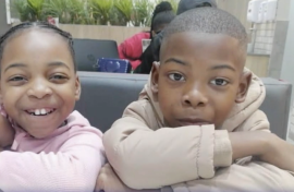 Eight-year-old Aphile and Aphelele Dlamini.