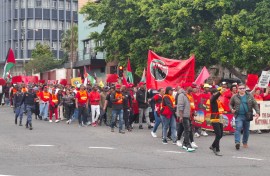 Cosatu is marching in Cape Town to commemorate International Day for Decent Work/ Photo: Nobesuthu Hejana