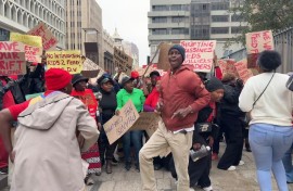Traders protesting outside the High Court in Johannesburg.