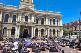 On Friday, nearly 200 Nelson Mandela University students marched to City Hall for the GBV National Shutdown. eNCA/Ronald Masinda
