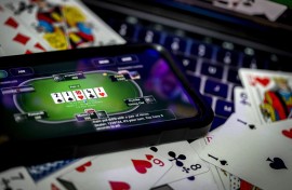 A screen with a website where you can gamble online. Koen van Weel/ANP via AFP