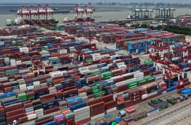Containers at the Shanghai international port in Shanghai. AFP/China OUT