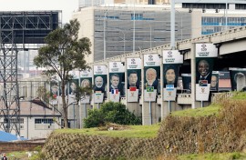 Banners of portraits of world leaders of G20 countries