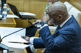 SAPS former Chief of Staff Cedrick Nkabinde testifies at the Parliamentary Ad Hoc Committee inquiry. Gallo Images/Brenton Geach