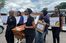 Anti-GBV protesters at a march. eNCA/Zanele Buthelezi