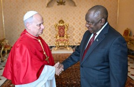 President Cyril Ramaphosa meets with Pope Leo XIV. The Vatican Media