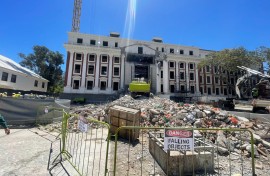 Parliament has been under construction since an arson attack in 2022