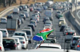 Traffic moves slowly near Soccer City stadium in Johannesburg. AFP/Joe Klamar