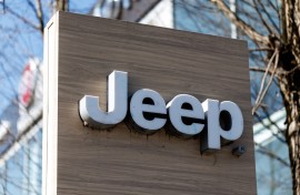 The brand logo of the car manufacturer Jeep. Matthias Balk/dpa via AFP