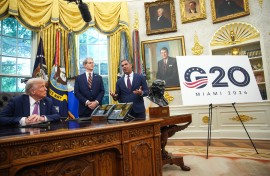 U.S. President Donald Trump announces plans for the 2026 G20 summit. Kevin Dietsch/Getty Images/AFP