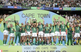 South Africa men Rugby 7 celebrate their victory. AFP/Gianluigi Guercia