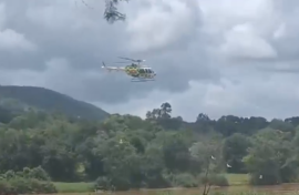 A helicopter searching for the missing soldier.