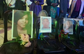 Community members gathered to remember those who died in a senseless killing. eNCA/Nobesuthu Hejana