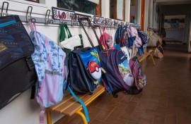 File: School bags inside a classroom. Annabelle Planche/Hans Lucas via AFP