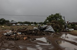 A damaged structure following floods in Mbaula village, 50 km from Giyani. AFP/Paul Botes