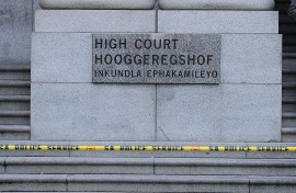 Police tape hangs in front of the Western Cape High Court. Michelly Rall/Getty Images