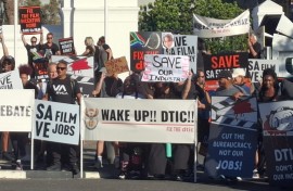 Workers in the creative industry protesting