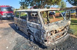 Two pupils unharmed after minibus taxi bursts into flames