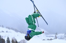 South Africa's Malica Malherbe competes in the freestyle skiing women's moguls qualification 1. AFP/Kirill Kudryavtsev