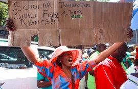  Operators protest outside the scholar transport stakeholder engagement at Johannesburg City Hall. Gallo Images/Fani Mahuntsi
