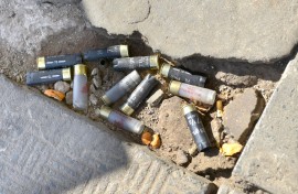 File: Rubber bullet casings on the street. GettyImages/Nigel Jared