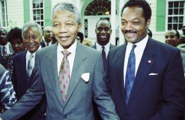 Nelson Mandela, Jesse Jackson, and Mayor Dinkins (Photo by David Turnley/Corbis/VCG via Getty Images)