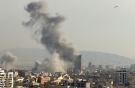 Plumes of smoke rise following reported explosions in Tehran. Mahsa/Middle East Images via AFP