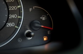 Empty fuel warning light in car dashboard. GettyImages/kckate16