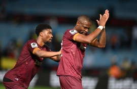 Tshegofatso Mabasa celebrates his goal. Lefty Shivambu/Gallo Images