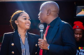 The EFF President Julius Malema with his wife at the East London Magistrate’s Court. Photo EFF X account