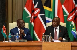 Kenya's President William Ruto meets with South Africa's President Cyril Ramaphosa at the Union Buildings in Pretoria on June 4, 2026. (Photo by PHILL MAGAKOE / AFP)