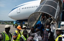Nigerians being repatriated. Photo: AFP