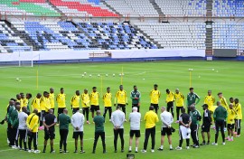  Members of the South Africa national football team gather together during a training session at Estadio Hidalgo on June 3, 2026 in Pachuca, Mexico. (Photo by Oscar Fuentes/Jam Media/Getty Images)