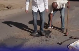 Sandown Estate residents in Sandton fixing potholes.