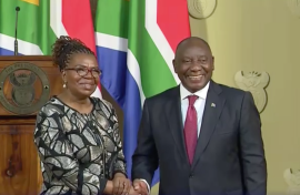 President Cyril Ramaphosa and new Social Development Minister Dina Pule. 