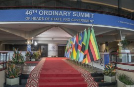 A general view of flags of the Southern African Development Community (SADC) member states. AFP/Rajesh Jantilal