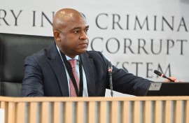 Makgothi Samuel Thobakgale at the Madlanga Commission.  Frennie Shivambu/Gallo Images