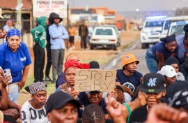 Kwa-Thema community members during a Gender Based Violence (GBV) Community March in Kwa-Thema on September 17, 2026 in Springs, South Africa.  (Photo by Gallo Images/OJ Koloti)