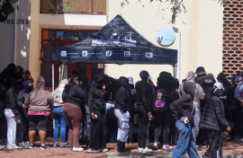 Rhodes University protest. Charlotte Mokonyane