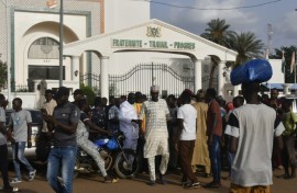 A rally by supporters of Niger's President Mohamed Bazoum in Niamey on July 26, the day of his ouster. An online video of the scene was later used to claim a similar rally on August 6