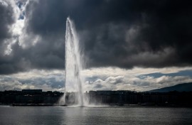 Geneva's famous fountain, the 'Jet d'Eau' shoots out 500 litres of water every second