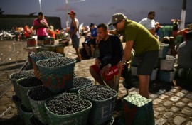 The Acai Market on the shores of the Guajara Bay in Belem, Para state, Brazil 