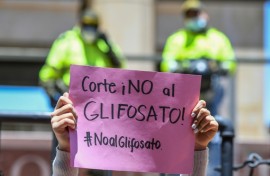 A protest against glyphosate in Colombia in 2021, where a ban on the weedkiller was lifted in 2020