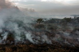 A forest fire burns in Mato Grosso state, Brazil in September 2021