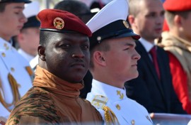 Captain Ibrahim Traore, seen here attending a parade during a visit to Russia in July, became the world's youngest leader when he was sworn in 2022 at the age of 34